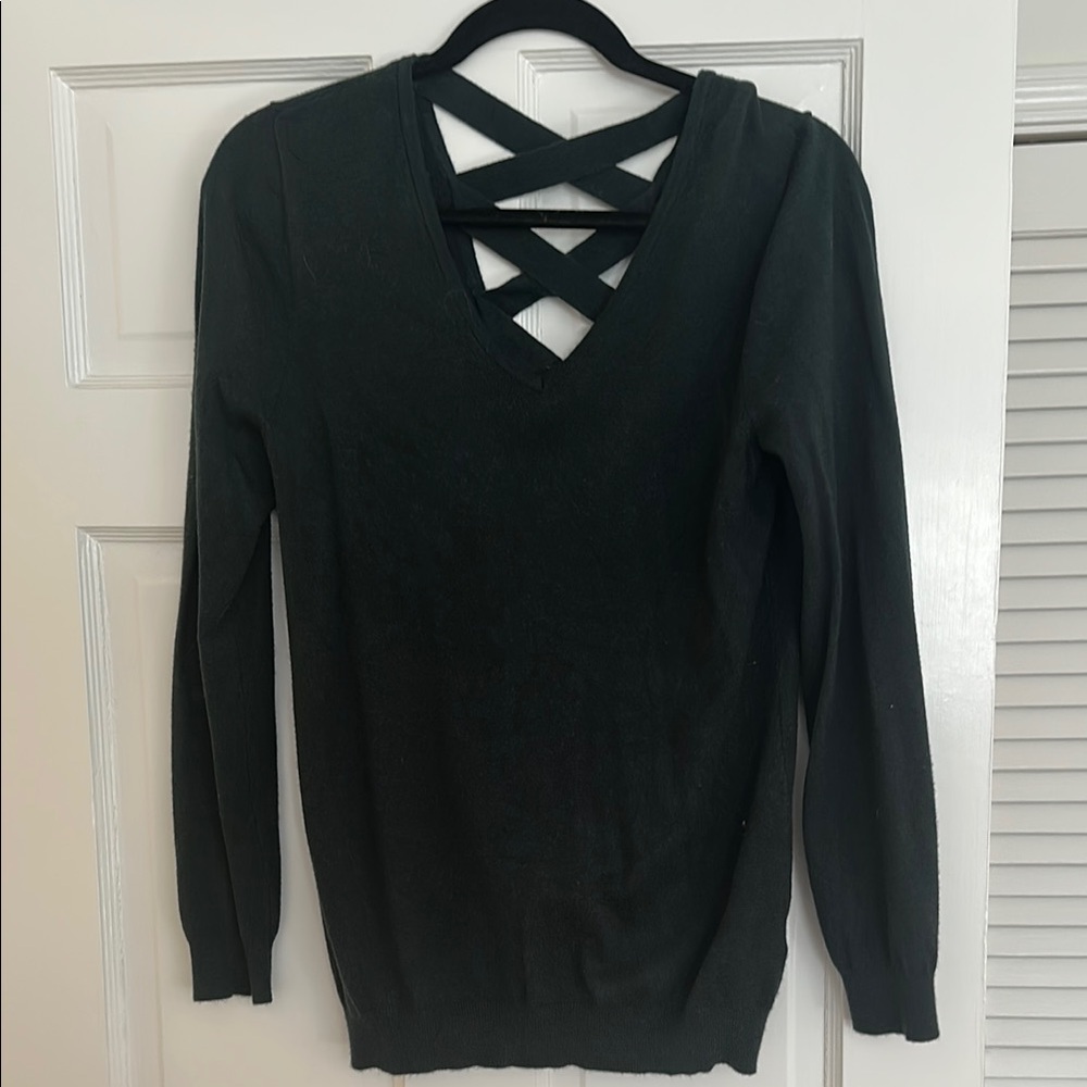 Stylish Green Sweater with Crisscross Back